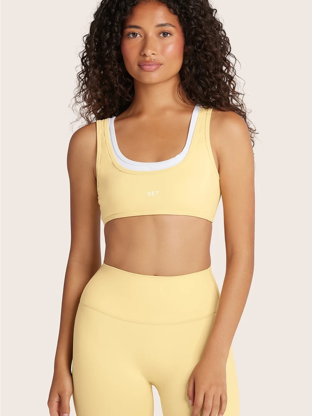 AIRLUXE™ BREATHE LAYER SCOOP BRA & HIGH-RISE LEGGINGS BUTTER